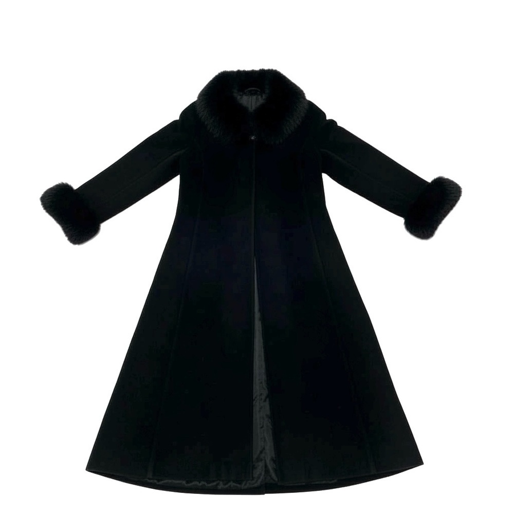 Marvin Richard’s Button Up Fur Cuff Wool Vintage Silk Lined Long Coat Jacket - Picture 2 of 7